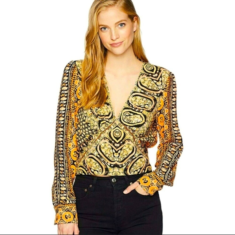 Free People Wild‎ and Free Long Sleeve Bohemian Printed Blouse in Size Small